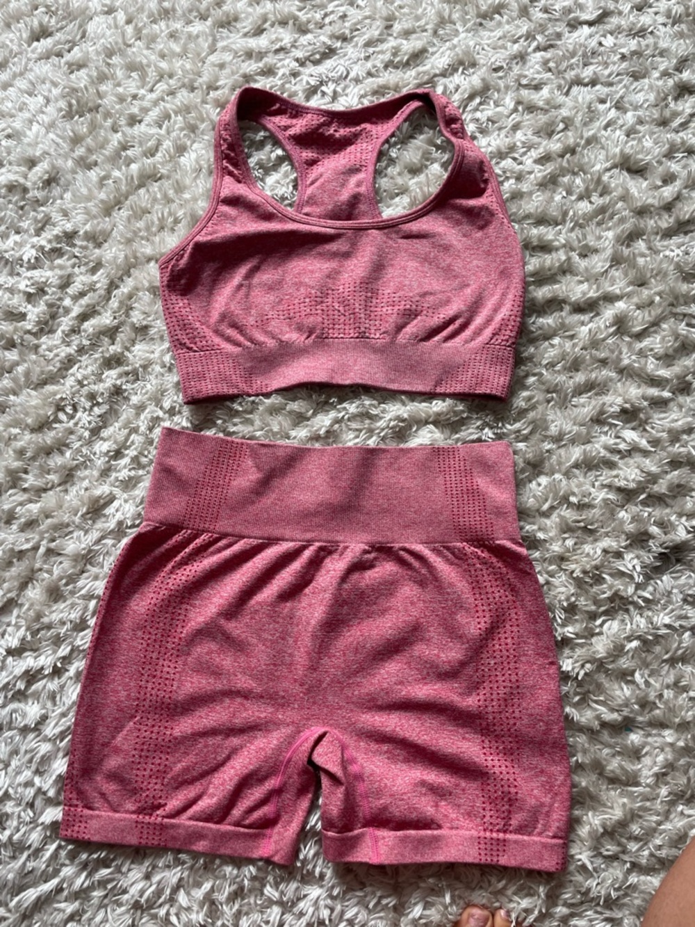 Amazon Seamless Bike Shorts & Racerback Sports Bra Set - Dusty Rose